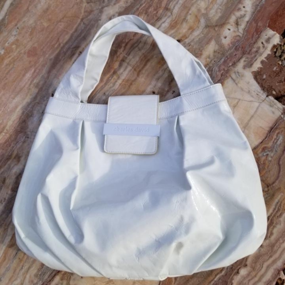 Charles David White Patent Leather Hobo Bag